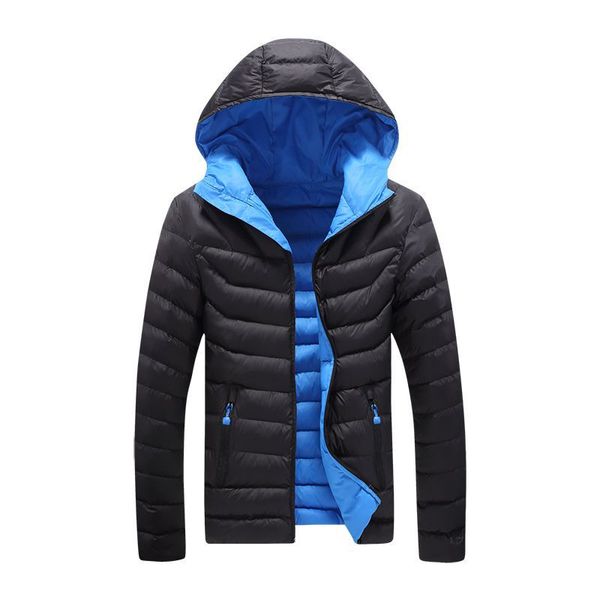 

parka men streetwear puffer jacket winter mens padding coat korean style slim quilted jackets lightweight hooded overcoat parkas, Black