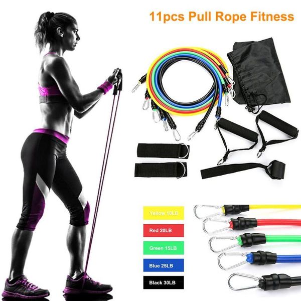 

11pcs fitness exercises resistance bands set pull rope latex tubes pedal excerciser body training pilates yoga home gyms workout