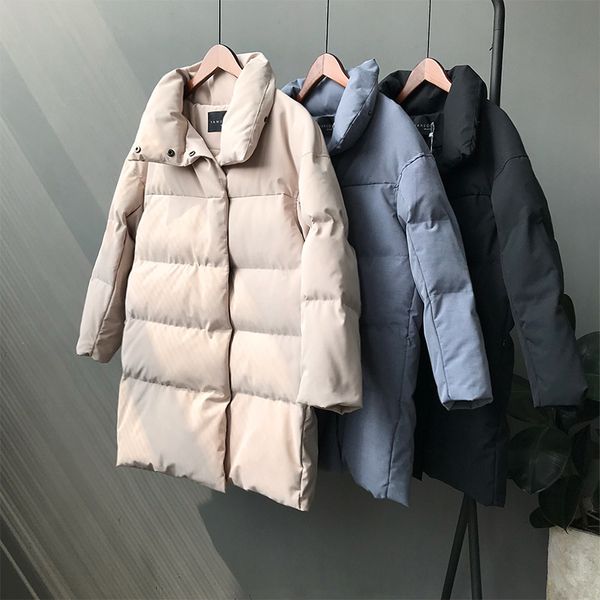 

parkas women long stand collar 2018 new winter warm jackets coats korean thickening down cotton casual winter parkas outwears, Black