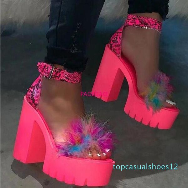 

2020 chunky heel women ankle strap gladiator sandals women's summer shoes fashion female sandilas cover heel leather party shoes t12, Black