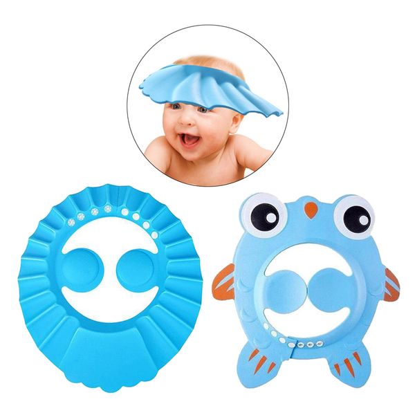 

2x cute baby bath cap plastic adjustable hat kids