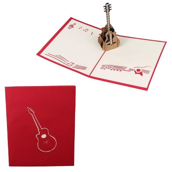 

unique design 3d retro guitar pop up greeting card birthday wedding baby shower valentine pop sep15