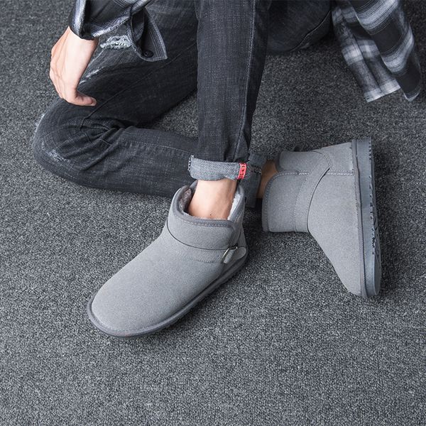 

men snow boots flat lace up winter plus size platform warm women casual velvet shoes new flock fur suede ankle boots, Black