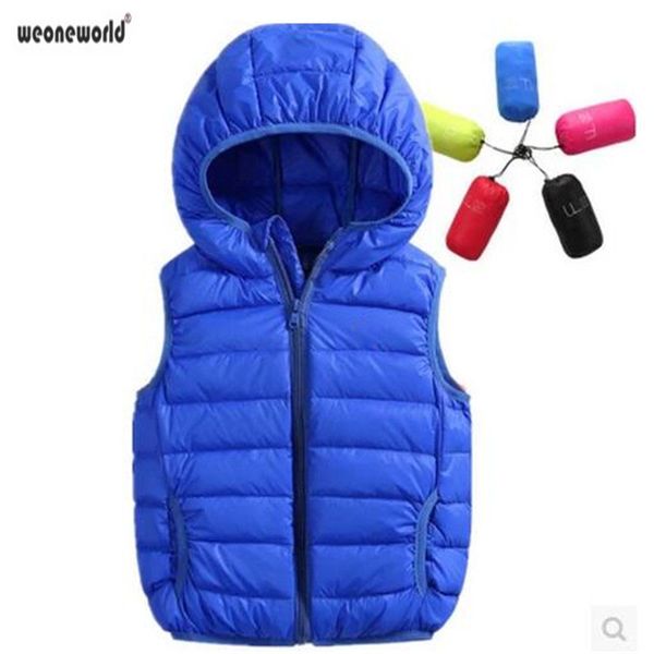 

weoneworld autumn winter child waistcoat girls boys down vest baby sleeveless kids hooded jacket outwear infant baby clothes, Blue