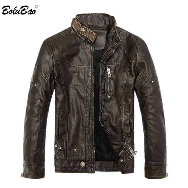 

bolubao men winter jacket 2019 casual zipper pu motorcycle style thicken fashion men's slim fit male windproof jackets coats, Black