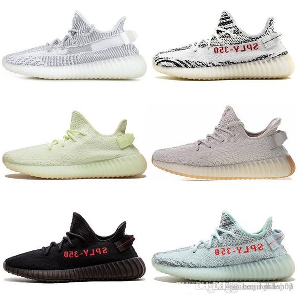 

Best quality v2 kanysi semi frozen zebra beluga 2.0 blue light color kanye shoes Sply sport shoelace frame36