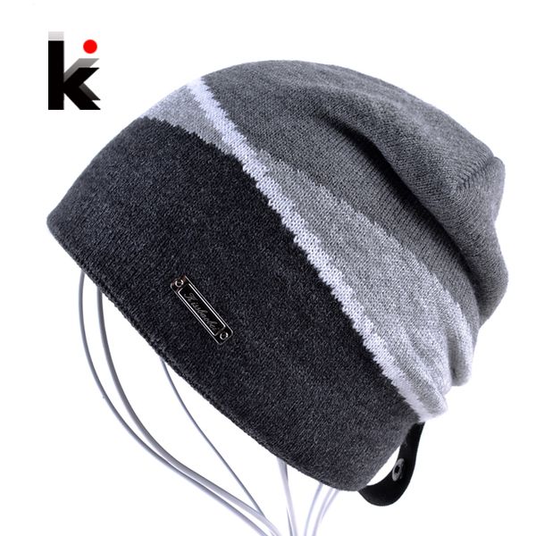 

winter men's skullies gorro brand beanie plus velvet hip-hop hat knitted caps boy hats beanies for men bonnet touca inverno mx191130, Blue;gray