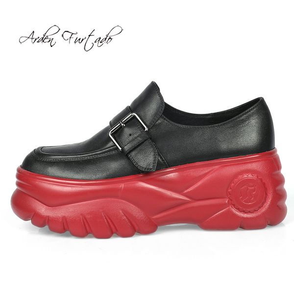 

arden furtado spring and autumn fashion women's shoes red buckle round toe genuine leather classics leisure shoes loafers new