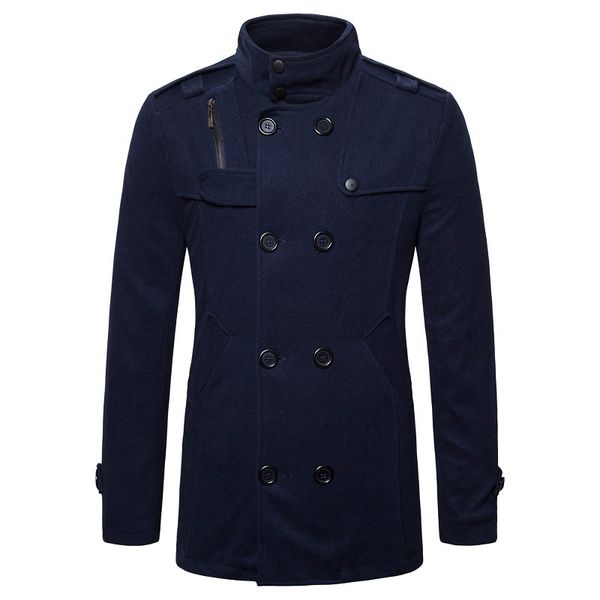 

men woolen cloth trench coat autumn and winter new style men's england slim fit mid-length casual coat men's f01, Tan;black