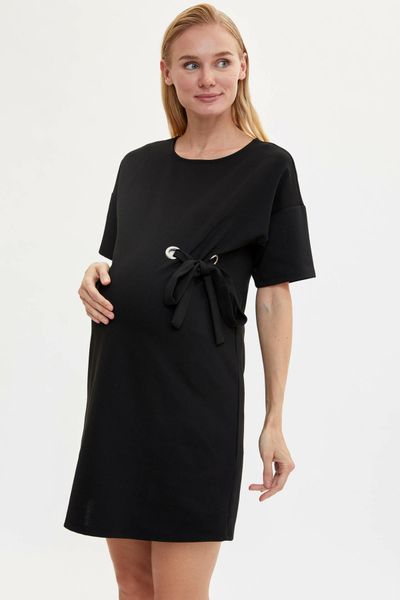 

defacto women o-neck knitted maternity dress autumn short sleeve ladies elegant comfort female black dress-l5272az19au, White