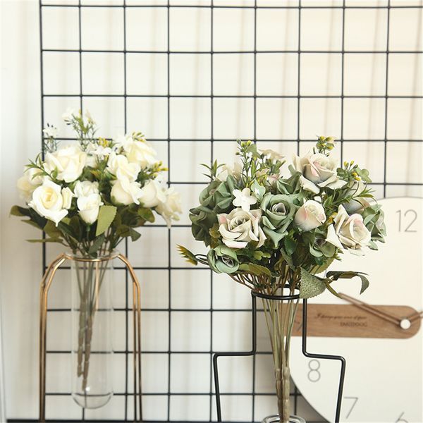 

31cm rose pink silk peony artificial flowers bouquet 5 big head and 4 bud fake flowers for home wedding decoration indoor