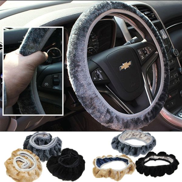 

black soft elastic winter warm plush steering wheel cover auto car accessory us