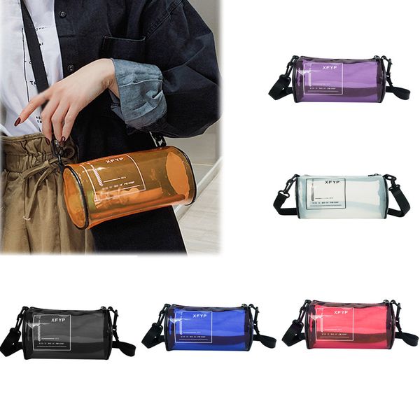 

women's fashion transparent small bag clear bag bucket casual wild color color messenger taschen women#35