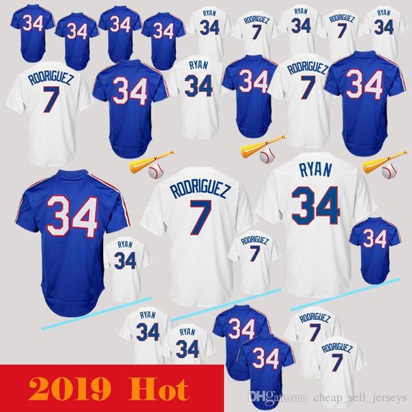 

Texas 34 Nolan Ryan Rangers 7 Ivan Rodriguez baseball jersey