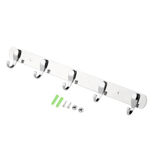 

easy to install 5 wall hangers stainless hooks coat hat clothes robe holder hook rack mounted polished chrome finish