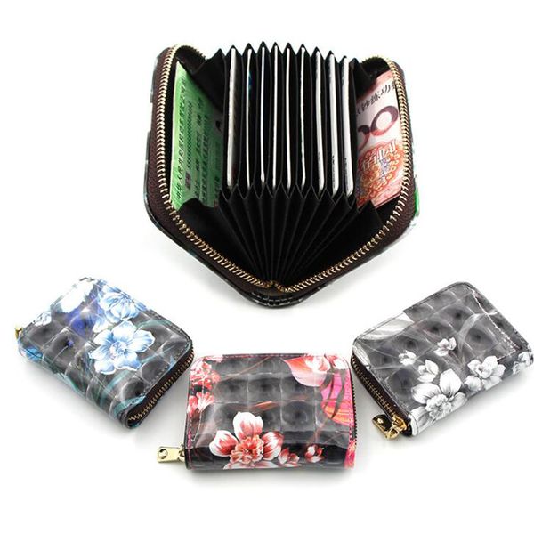 

wallets women leather wallet small cute flower design short zipper purses, Red;black