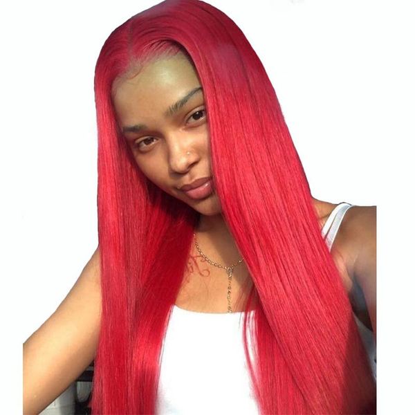 

парик фронта red шнурка человеческих волос 13x4 150% плотность длинные прямые волосы remy preplucked цветные burgundy парики с ребенком воло, Black;brown