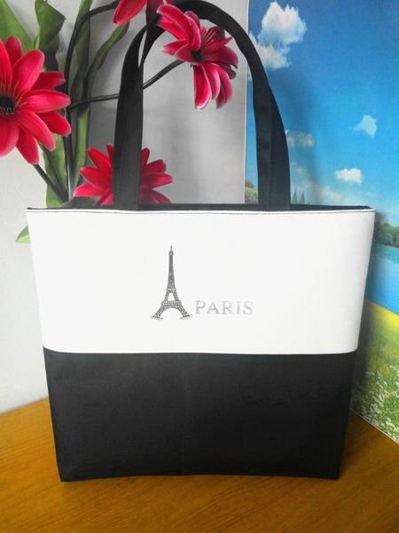 

новое случайный холст сумка женской черного белого мешок плеча сумки осень искусство картина ночного рынка париж башня