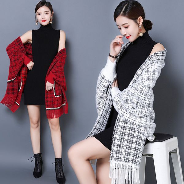 

mink cape cape nv wai tao small fragrant spring and autumn new wai da western style cardigan with cheongsam shawl, Black