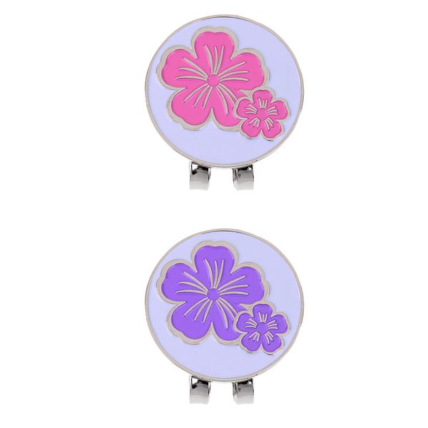 

2pcs golf flower ball marker hat clip attach to shoelace bag glove cap visors for women