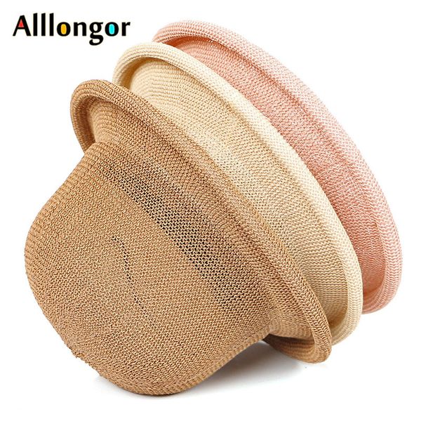 

fashion 2019 summer dome cap breathable fedora women bowler hat straw pink beach sun hat sombrero mujer chapeau femme, Blue;gray