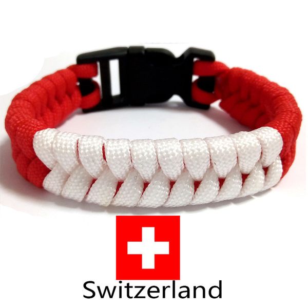 

20 шт. швейцария флаг шарм paracord браслет выживания спортивные красные белые браслеты браслеты для унисекс мужчины женщины ювелирные издел, Golden;silver
