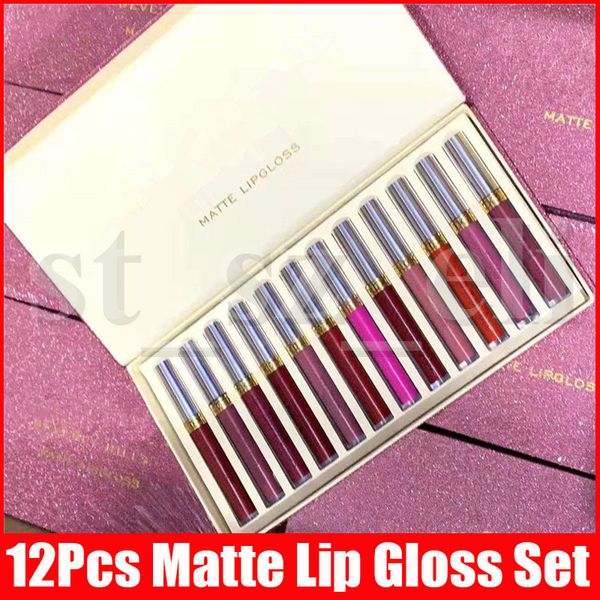 

new lip makeup set 12pcs matte liquid lipstick 12 colors a set lustrous lip gloss lipgloss lips kit