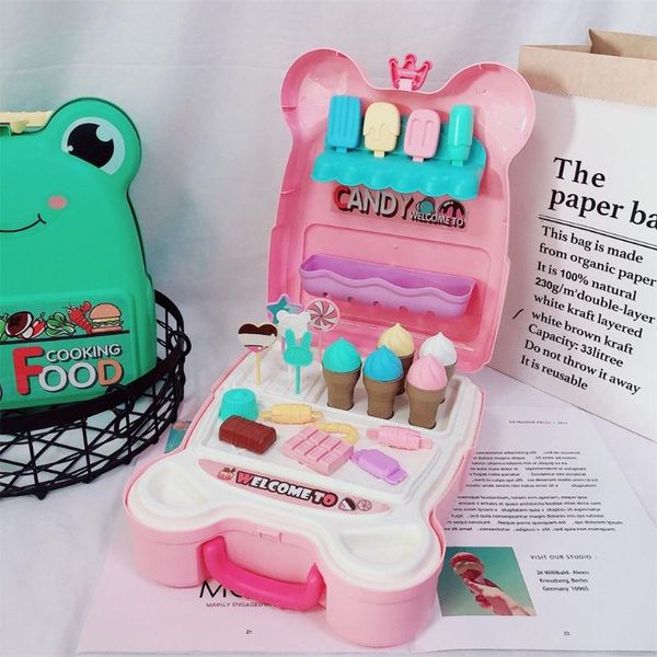 

children pretend play game plastic toy ice cream birthday cake candy hamburger kitchen set backpack educational toys