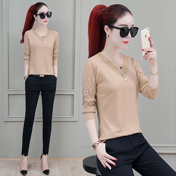 

early clothes 2019 women's early autumn fashionable inner jacket autumn clothes long-sleeved base shirt, White