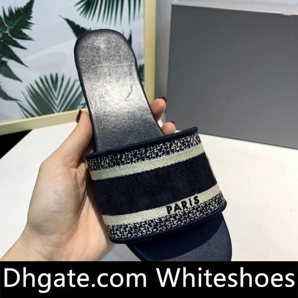 

paris luxury designer scuffs womens slipper summer sandals beach slide slippers girls flip flops loafers vintage embroidered floral slippers, Black