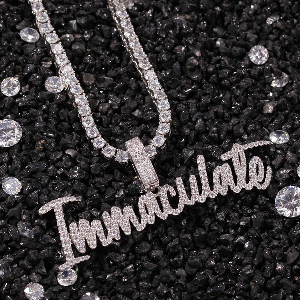 

новое прибытие позолоченные bling фианитами letters непорочное ожерелье bijoux hip hop punk rock свитер цепи ювелирные подарки для мужчин же, Silver