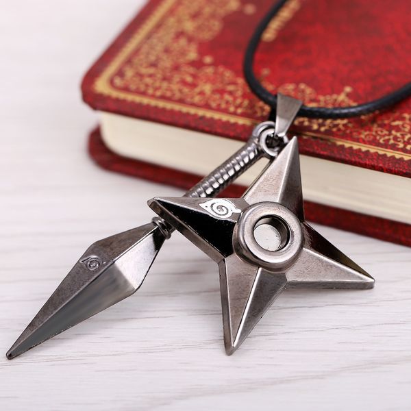 

анимация вокруг наруто наруто оружие shuriken dart gun black ожерелье кулон, Silver