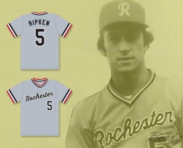 

mens #5 cal ripken jr. rochester red wings movie gray baseball baseball jerseys black grey white stitched baseball shirts m-xxxl