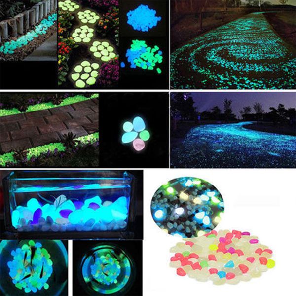 

100pcs glow in the dark artificial luminous pebbles stone sea aquarium fish tank decoration accessories new