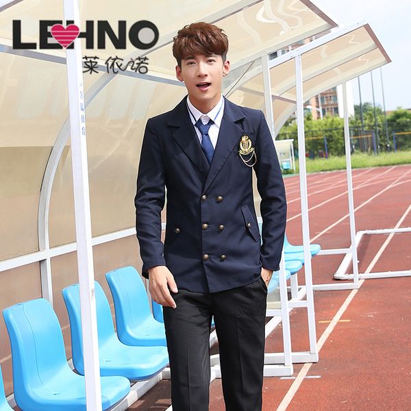 

2020 japanese fashion korean students wear uniforms for boys school cosplay, White