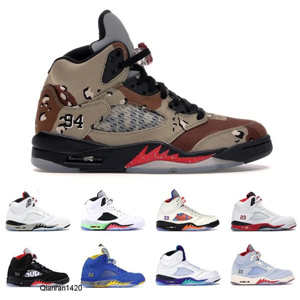 

cool 5 men basketball shoes jumpman red suede desert camo ice blue michigan metallic white international flight mens basket ball sneaker