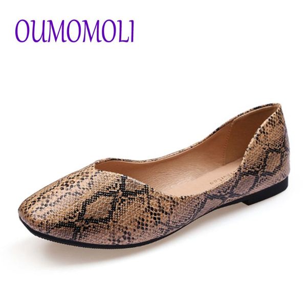 

ballets flats women shoes pu leather embossed serpentine pattern flat boat shoes flats plus size 41 q655, Black