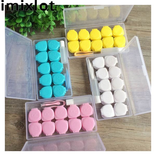 

imixlot 1 set travel glasses contact lenses box contact lens case eyes care kit holder container gift eyeglasses accessories, Silver