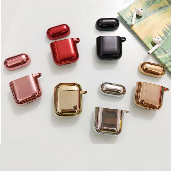 

fashion airpods case electroplating all-inclusive protective cover for airpods1 / 2 bluetooth headset protective shell tpu soft shell--1
