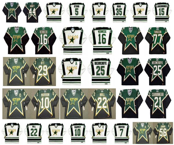 

vintage dallas stars jersey 16 pat verbeek 77 pierre turgeon 29 steve ott 25 joe nieuwendyk 10 brenden morrow brett hull broten retro hockey, Black;red