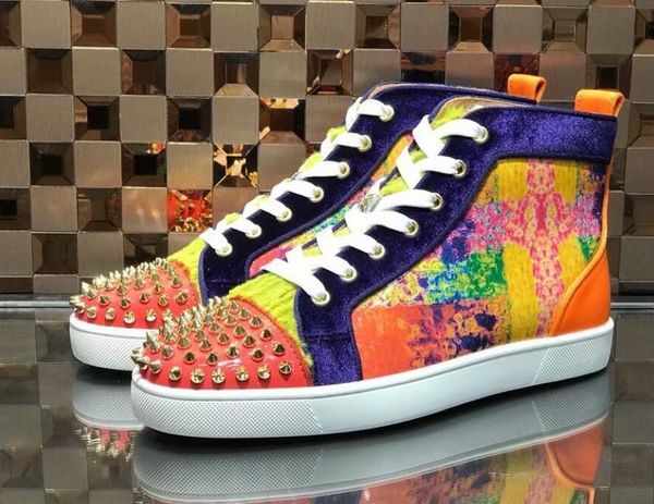 

мутил шипы привет топ шипованных шипы повседневный квартиры red bottom роскошные обувь новые мужчины женщины партии дизайнер кроссовки lover, Black