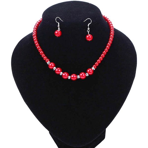 

dubai gold african bead bridal jewelry sets simulated pearls jewelry set for women wedding bridesmaids jewellery necklace set, Silver