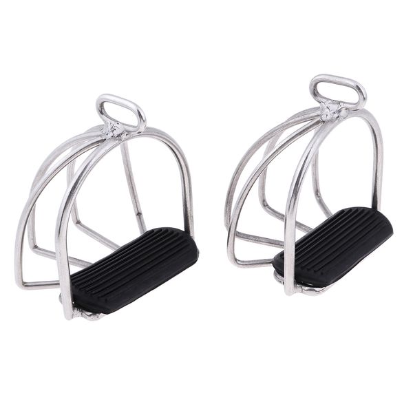 

2pcs new stirrups stainless steel safety cage bendy horse riding equestrian