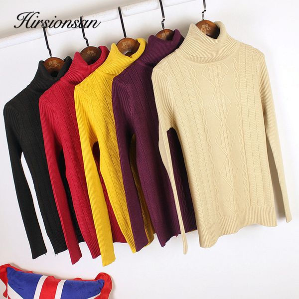

hirsionsan pullover harajuku sweater women 2019 autumn winter turtleneck knitted soft elasticados korean fashion solid clothes, White;black