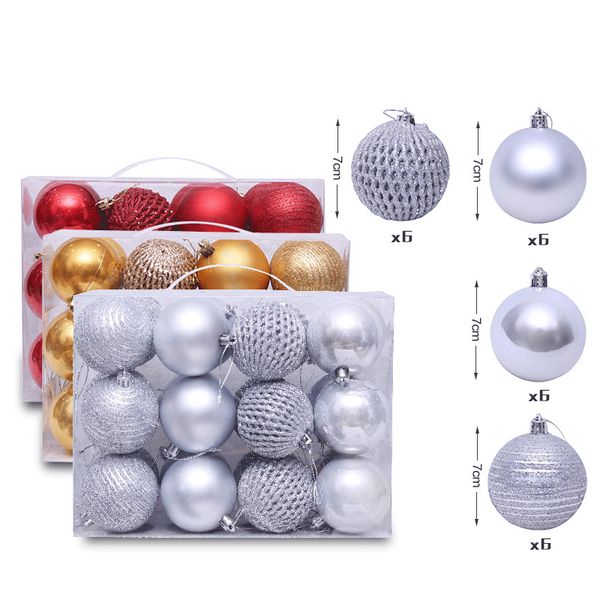 

24pcs 7cm christmas tree ball baubles xmas party wedding hanging ornament drawing balls plastic balls party decor gift new year