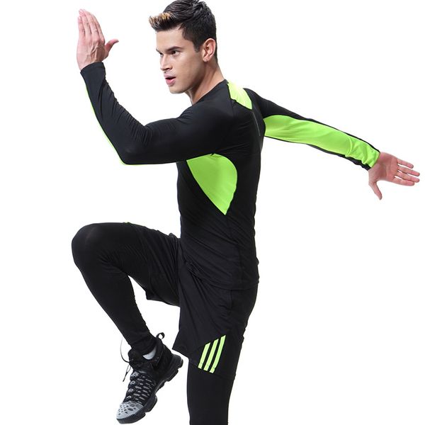 

3pcs men tracksuit sportswear elastic leggings tights sweatshirts+pant+shorts running jogging leisure fitness gym set sweatsuits, Black;blue