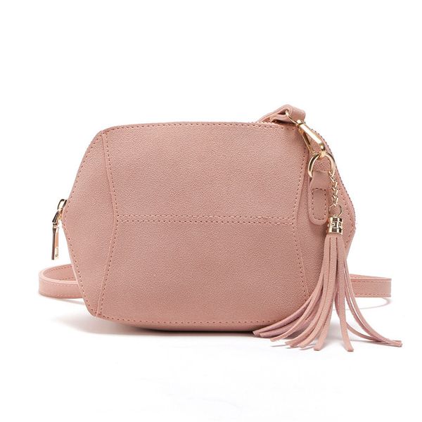 

2018 womens leather shoulder bag satchel solid color zipper tassel handbag tote crossbody bags coin shell bag bolsa feminina