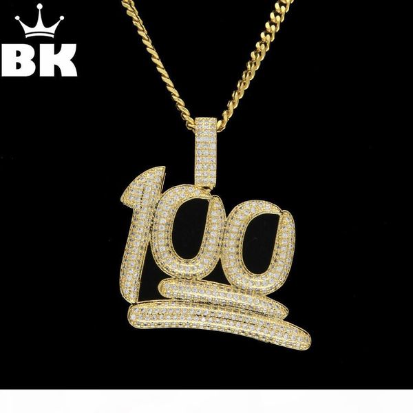 

copper 100 emoji pendant necklace micro paved cubic zircon gold silver plated 100 score hip hop women mens jewelry