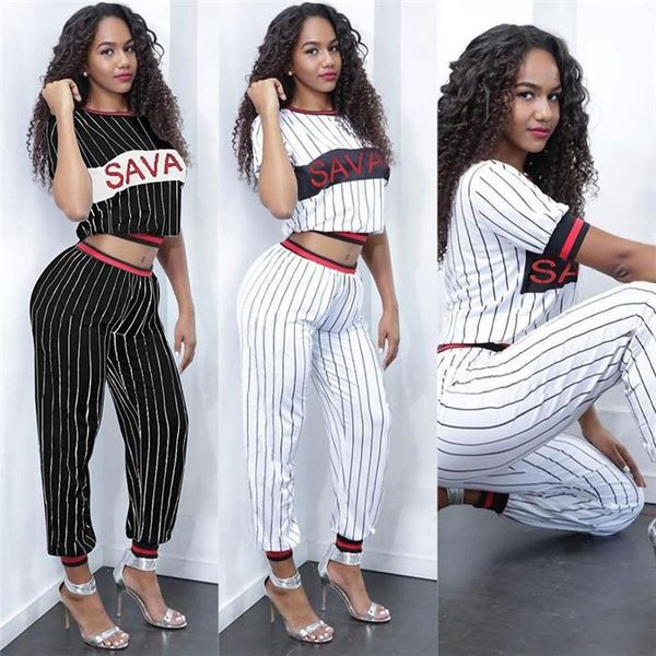 

women clothing luxury designer 2pcs tracksuits summer striped letter stitching thread leisure sports two piece pants, Gray