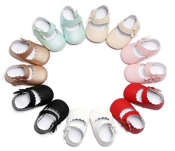 

baby girls lace bowknot pu shoes newborn first walkers baby crib shoes soft sole infant prewalkers 7 colors